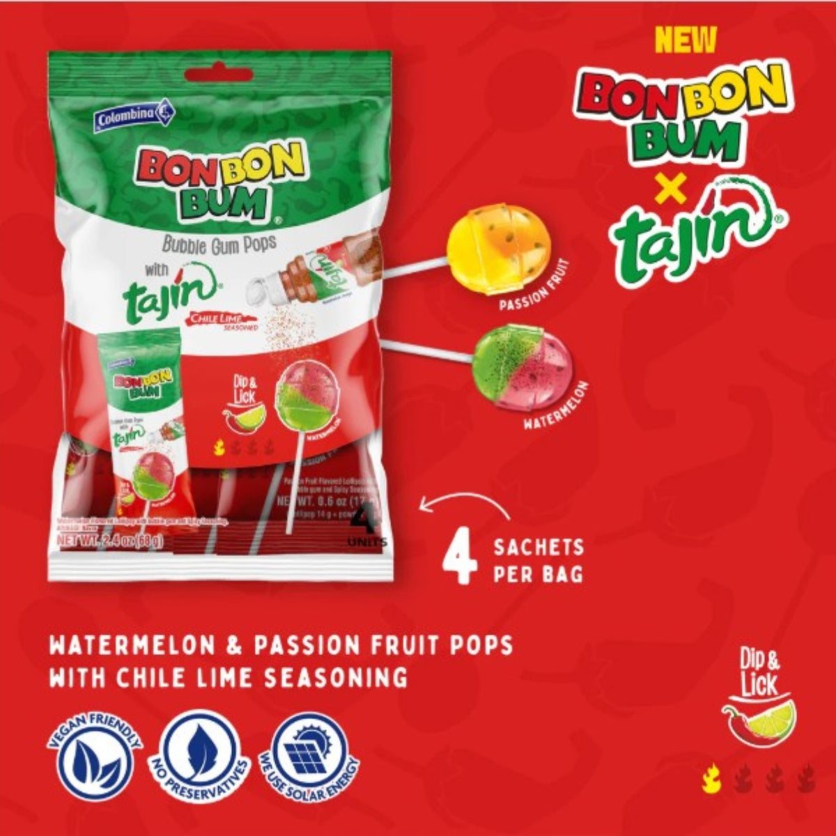 Colombina Bon bon bum Tajin Watermelon 1/4 ct.
